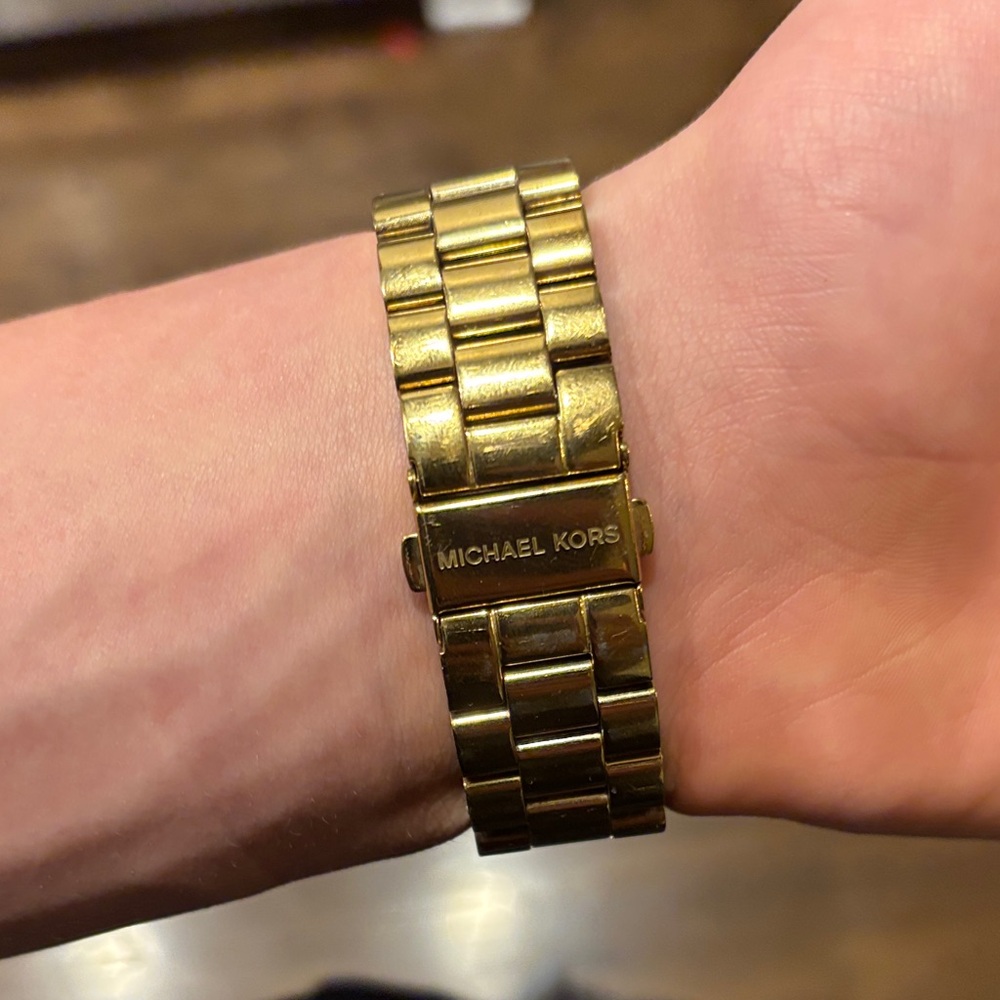 Michael Kors Orange Dial Gold Watch - Picture 4 of 5